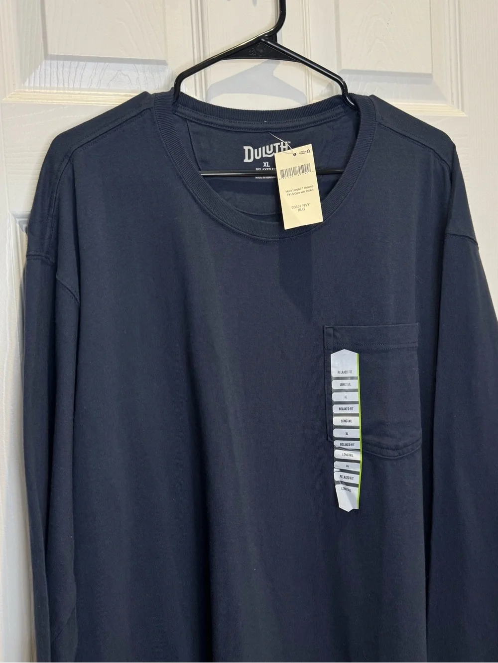 Duluth Trading Co Men's XL Longtail Tee Relaxed Fit Long Sleeve Crew Navy Blue